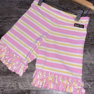 Matilda Jane Girls Size 10 Dream Chasers Play Shorties Pink Yellow Stripe Ruffle